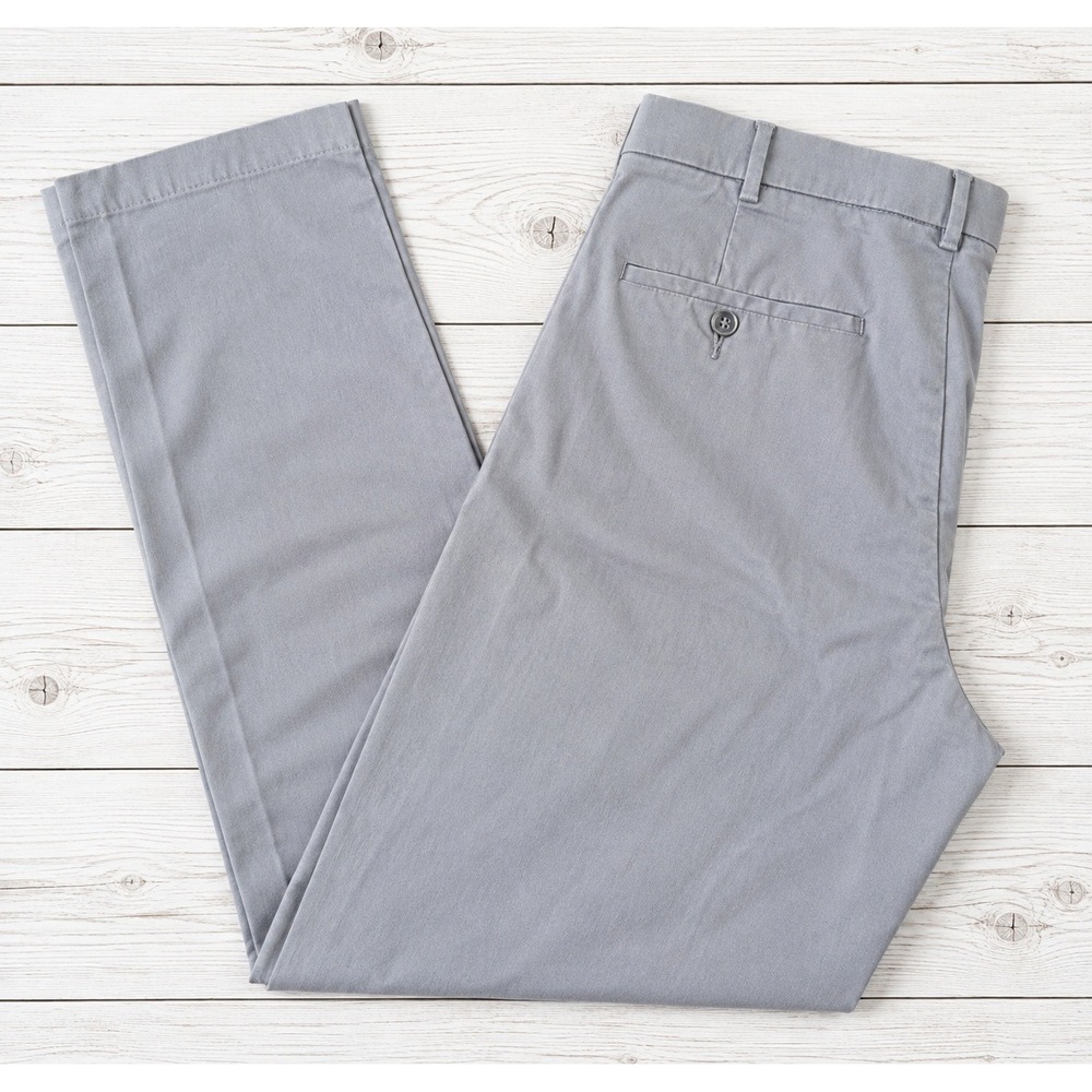 Croft & Barrow Pants Performance Straight Chino Dress Trousers Gray 32x32